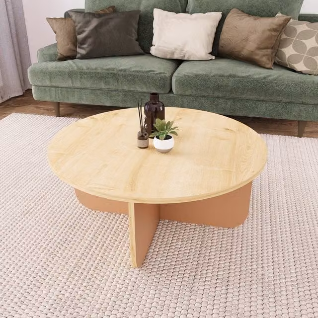 Bimossa Beca Round Coffee Table in Warm Oak and Terracotta