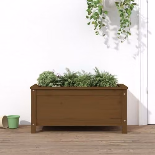 vidaXL Garden Planter Tub in Brown Solid Wood, W: 82.5 cm, D: 40 cm, H: 39 cm – 2