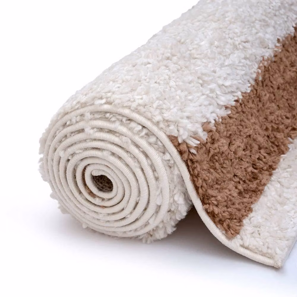 THE RUGS Moodi Border Design Shaggy Soft High Pile Living Room Rug in Terracotta, W: 160 cm, L: 230 cm – 3