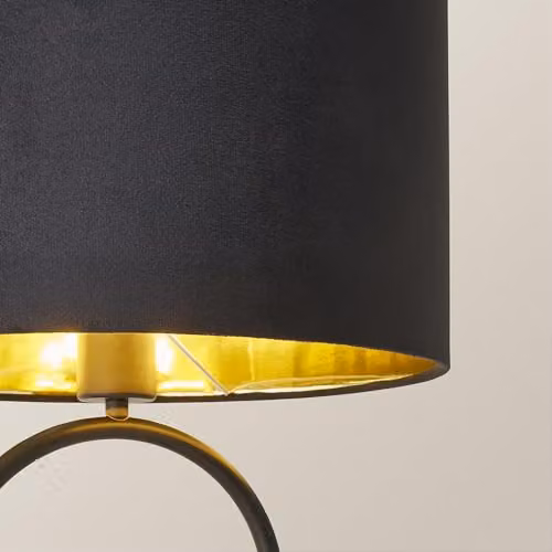 ValueLights Antonia Art Deco Oval Table Lamp in Black Velvet and Gold/Brass – 3