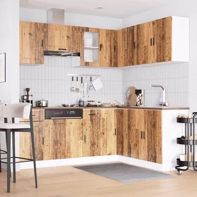 Berkfield Home Elegant 11 Piece Kitchen Cabinet Set in Porto Old Wood Brown – 1