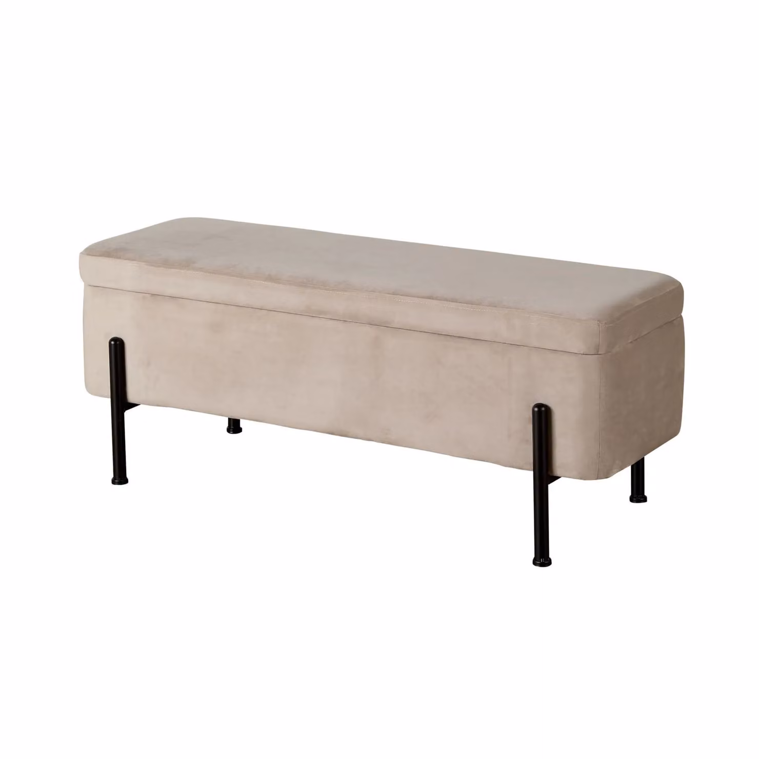Home Source Bouclé and Velvet Storage Ottoman Seat with Metal Legs in Light Grey – 4