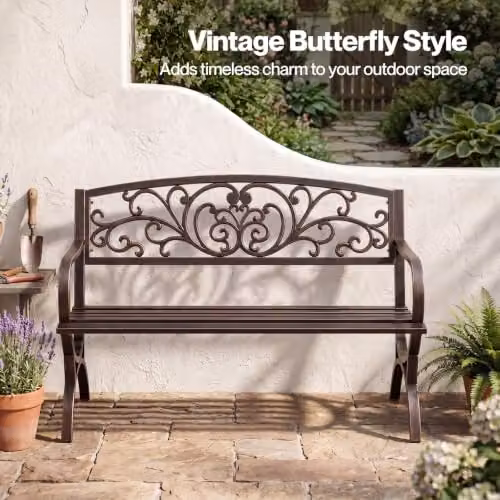 Levede Butterfly Cast Iron Garden Bench in Bronze – 3