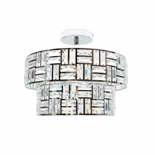 ValueLights Silver Chrome and Clear Acrylic Jewel Tiered Design Ceiling Light Fitting with Included LED Bulb