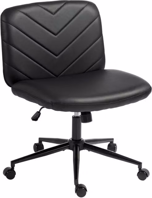HOMCOM Black Synthetic Leather Criss Cross Legged Swivel Office Chair for Home and Task Use – 1