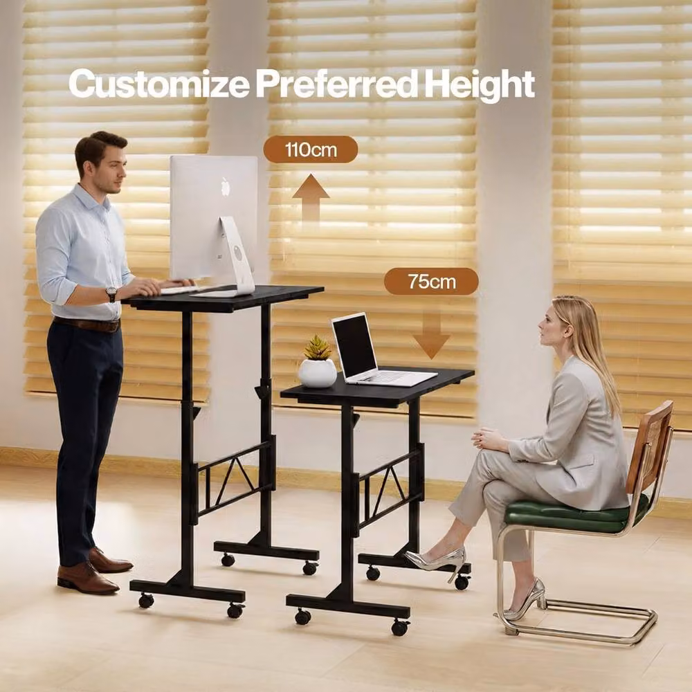 KORVIXA Height Adjustable Folding Standing Desk in Black, W/D/H: 100 x 100 x 75 cm – 3