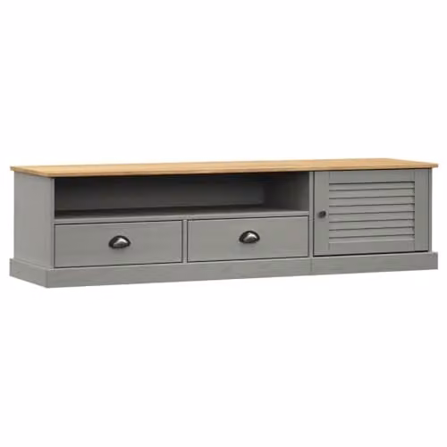 vidaXL VIGO TV Cabinet in Grey Rustic Solid Pine Wood, W: 156 cm, D: 40 cm, H: 40 cm