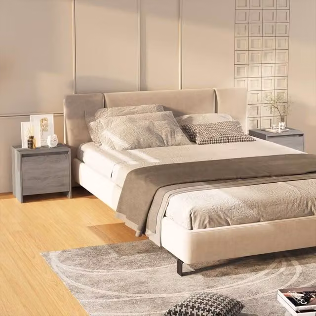 Berkfield Home Set of 2 Grey Sonoma Bedside Cabinets, W/D/H: 45 x 34 x 44.5 cm