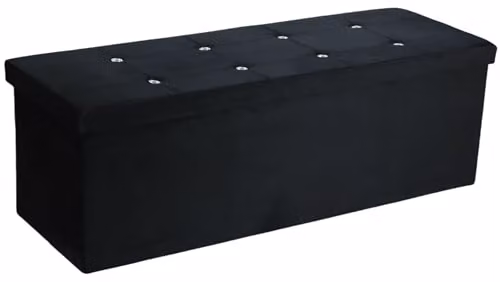 Simpa Extra Large Fold Flat Black Brushed Velvet Ottoman Storage with Comfortable Cushion, L 110 cm x W 38 cm x H 37 cm – 3