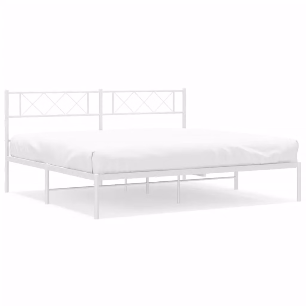 Berkfield Home Metal Bed Frame with Headboard in White – 2