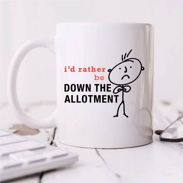 60 Second Makeover Mens I'd Rather Be Down The Allotment Ceramic Mug in White