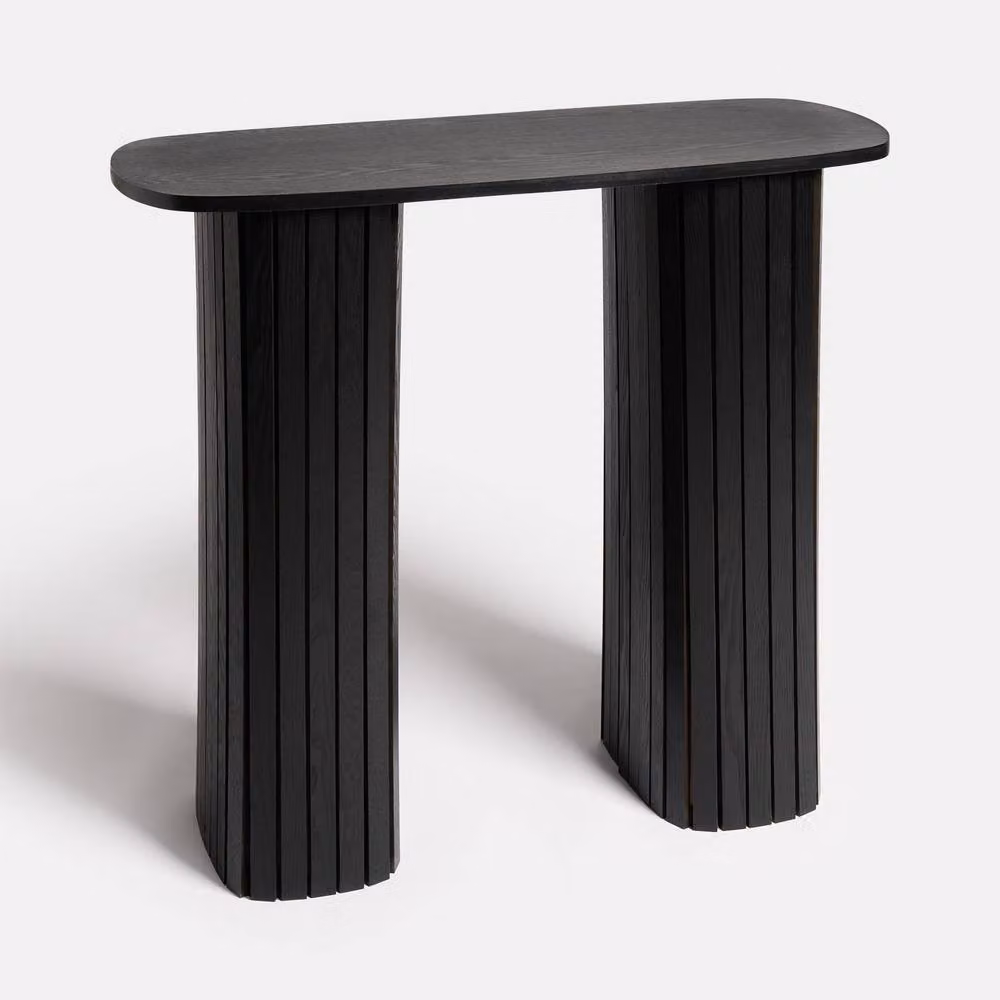 OHS Madison Ribbed Engineered Wood Console Table in Black – 3