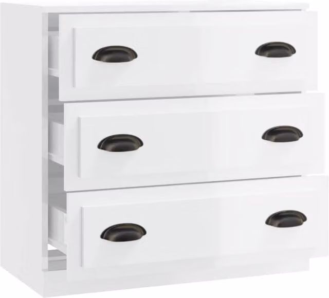Berkfield Home High Gloss White Modern Sideboard, W: 70 cm, D: 35.5 cm, H: 67.5 cm