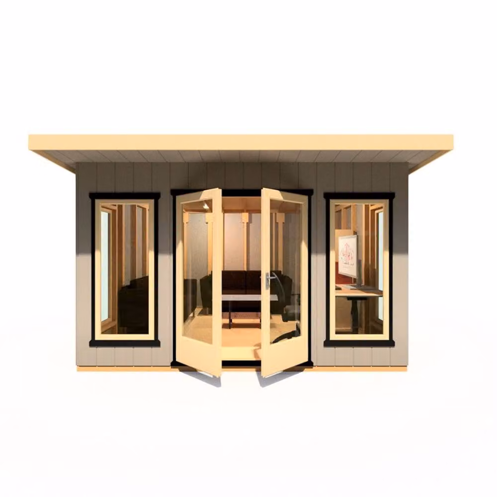 Shires Cali Pent 1 Garden Office in Grey, W: 402 cm, D: 456 cm, H: 246.1 cm – 2