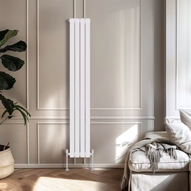 Right Radiators Double Panel Flat Panel Vertical Radiator in White, H: 180 cm, W: 27.2 cm