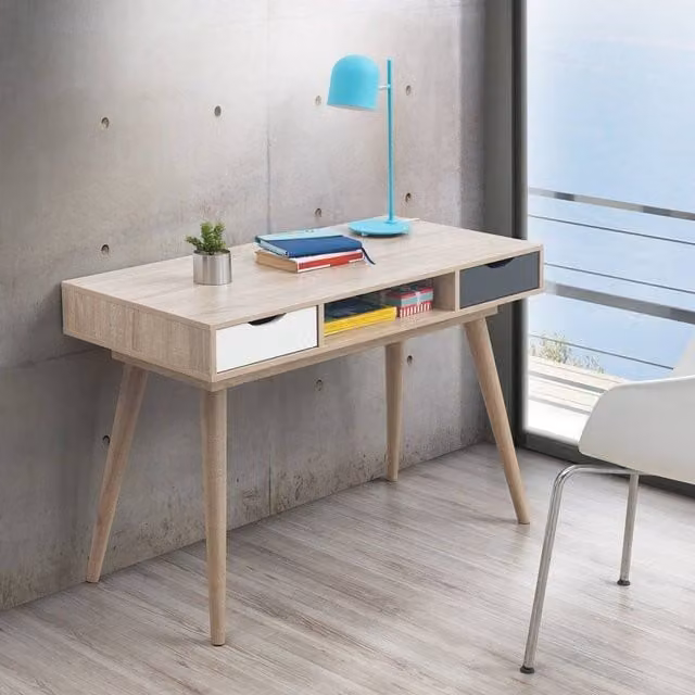 Timber Art Design Scandinavian 2 Drawer Computer Desk and Makeup Table in Multicolour, W/D/H: 110 x 50 x 78 cm – 1