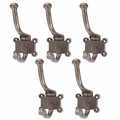 Hammer and Tongs Number 5 Double Wall Hook in Raw Iron, Pack of 5, W50mm x H115mm – 2