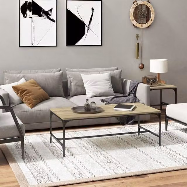 Berkfield Home Sonoma Oak Coffee Table in Brown, W/D/H: 100 x 50 x 35 cm