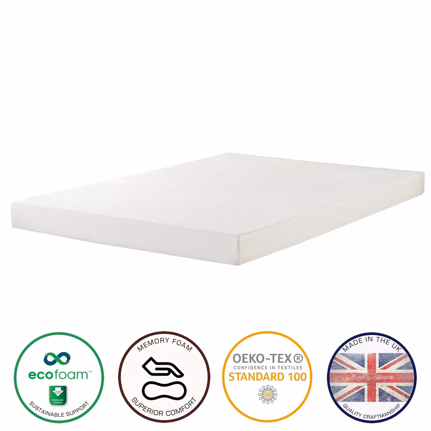 Aspire White Memory Foam Mattress for Childrens Bunk Beds, Small Double, W/D/H: 120 x 200 cm – 1