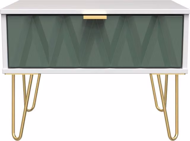 Ready Assembled 2 U Dallas Wide Side Table with 1 Drawer in Green and Gold – 1