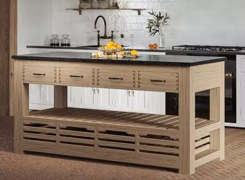 Baumhaus Oak Kitchen Island with Four Drawers and Black Granite Top W/D/H: 180 x 90 x 90 cm – 2