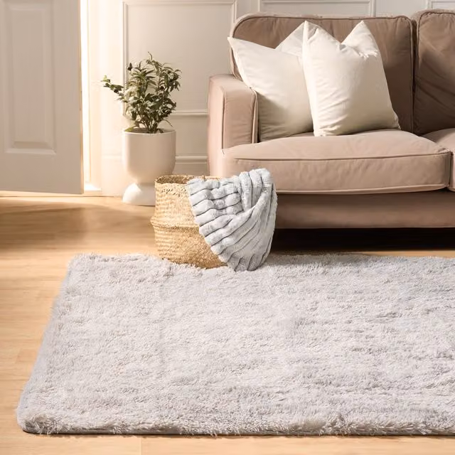 Sienna OHS Fluffy Shaggy Runner Rug in Silver Grey, W/D/H: 60 x 150 x 1 cm – 2