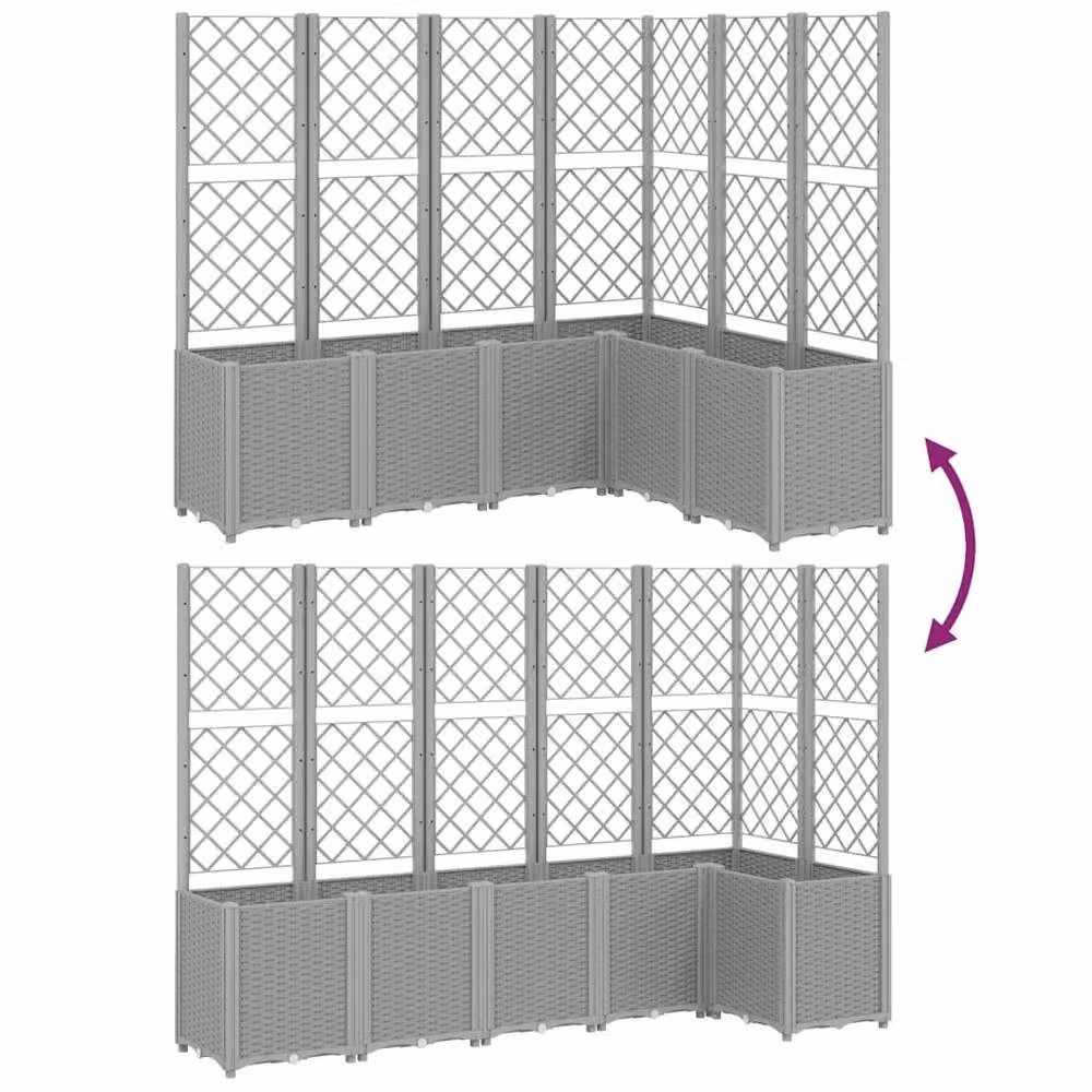 Berkfield Home Garden Planter with Trellis in Light Grey, W/D/H: 160 x 120 x 140 cm – 3