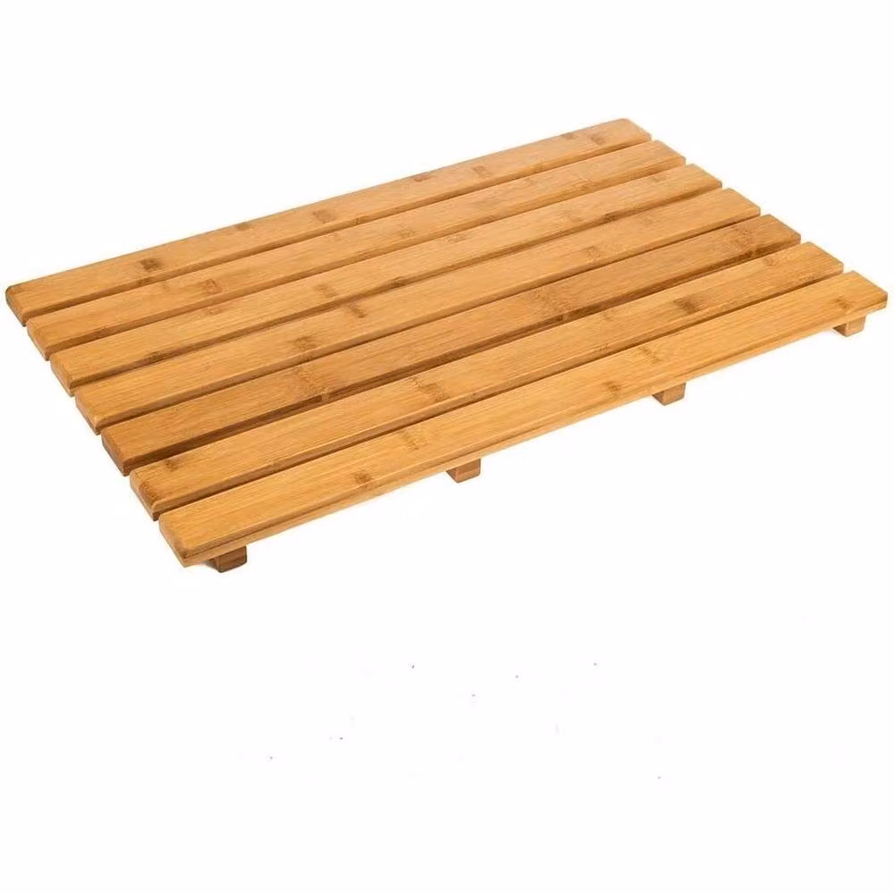 Flavora New Bamboo Duck Board Wooden Bath Mat in Brown and Beige, W: 180 cm, D: 35 cm, H: 30 cm – 3
