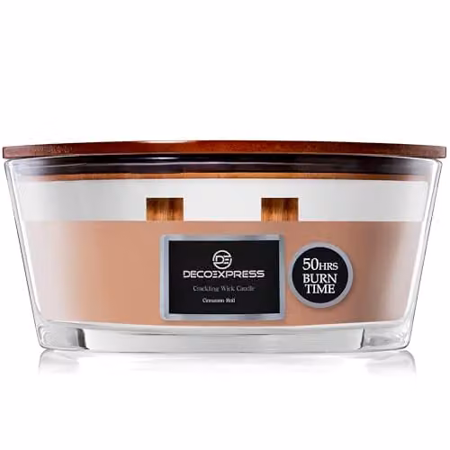 Deco Express Cinnamon Roll Scented Woodwick Candle in Beige – 1