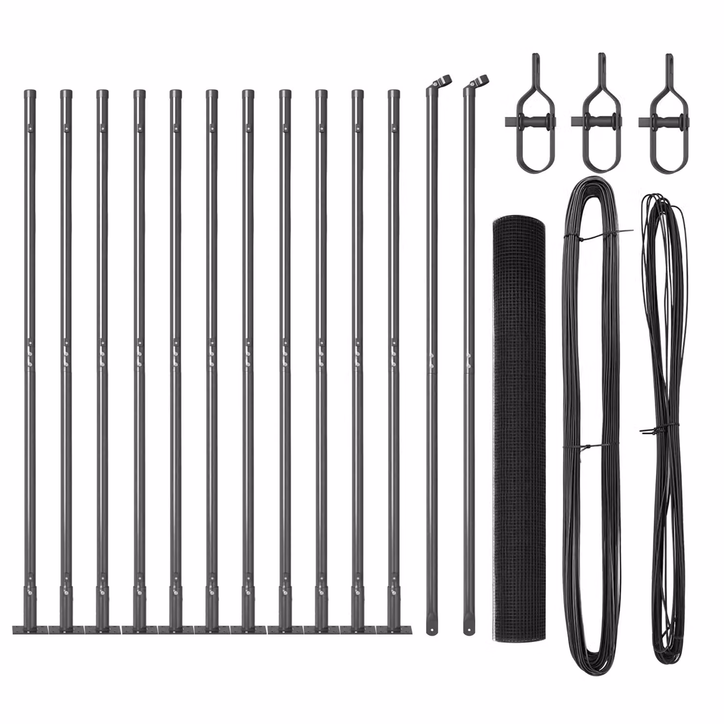 Berkfield Home Grey Steel Welded Wire Fence with 13 Flanged Posts, 0.8 x 25 m – 2