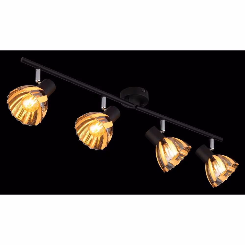 Netlighting Zachery Modern Ceiling Spotlight Bar in Matt Black with Grey Smoke Glass Shades, 4x E14 – 2