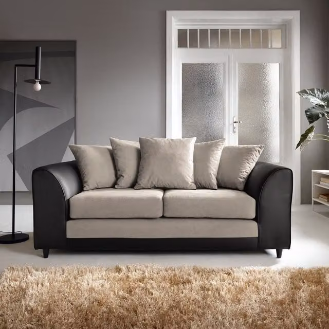 Abakus Direct Dylan 3 Seater Upholstered Fabric Sofa in Sand