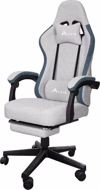 Alivio Grey Fabric Gaming Chair with Headrest and Armrests