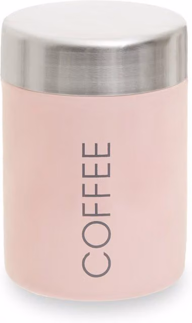 Premier Housewares Pink and Silver Stainless Steel and Enamel Coffee Canister, W/D/H: 10 x 10 x 13 cm – 1