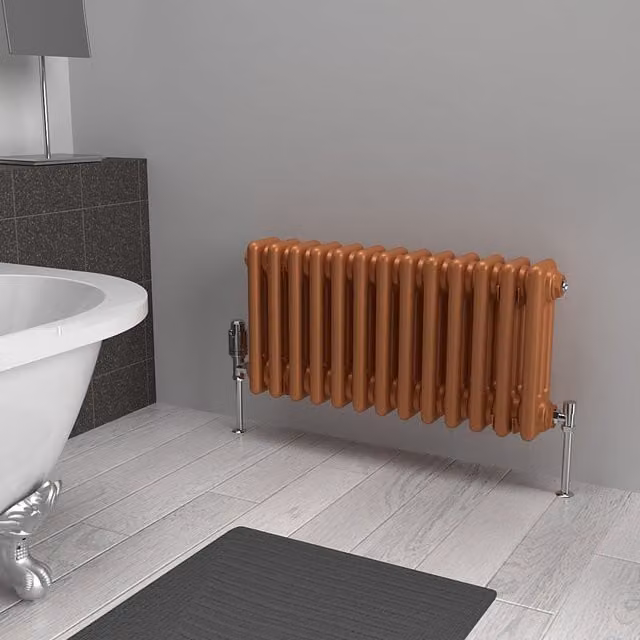 Lux Heat Horizontal 3 Column Steel Radiator in Bronze, H: 60.5 cm, W: 30 cm