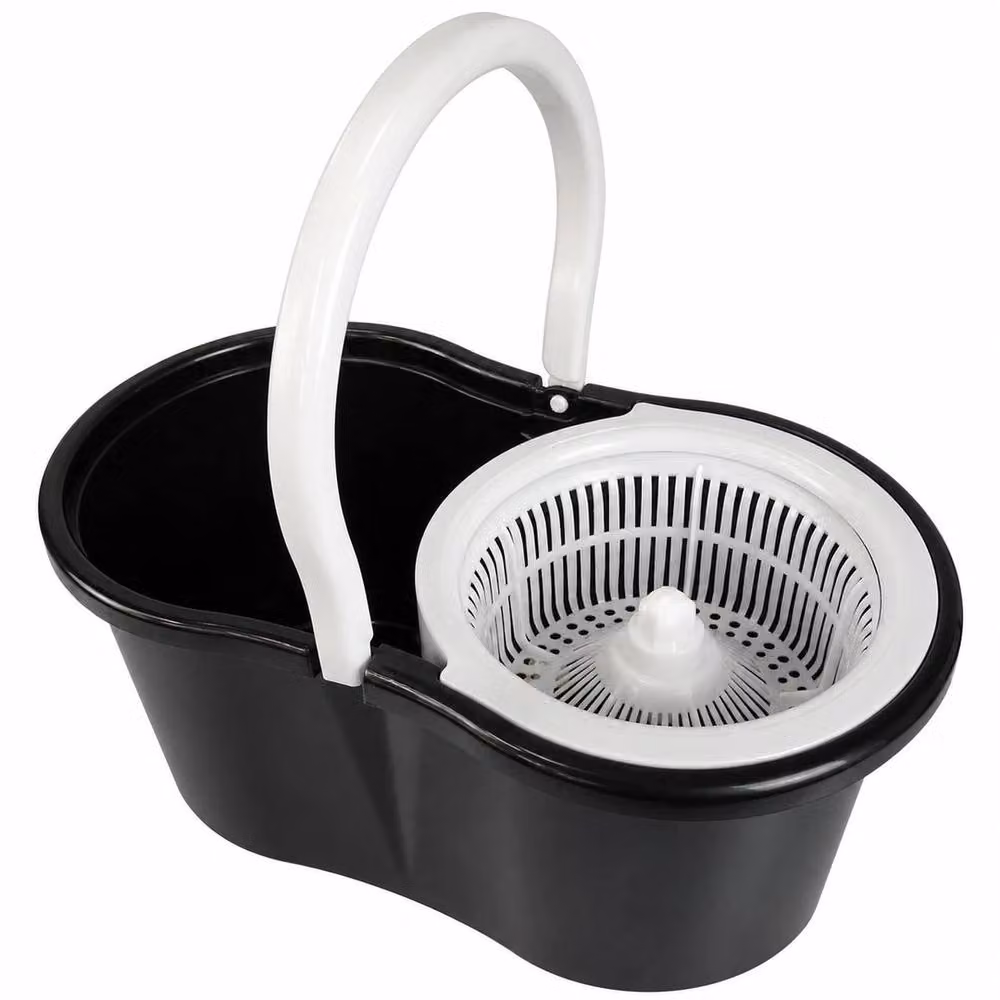 FLAVORA 360 Spin Mop Bucket Set with Wringer and Microfibre Refillable Head in Multicolour and Black – 2