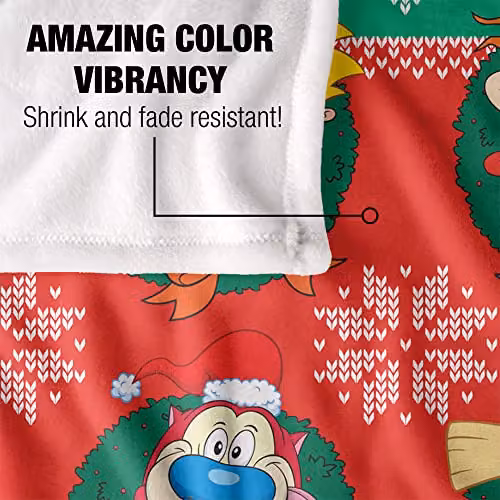 LOGOVISION Nickelodeon 90s Combo Character Wreaths Super Soft Fleece Throw Blanket, White, W/D/H: 152 x 127 cm – 3