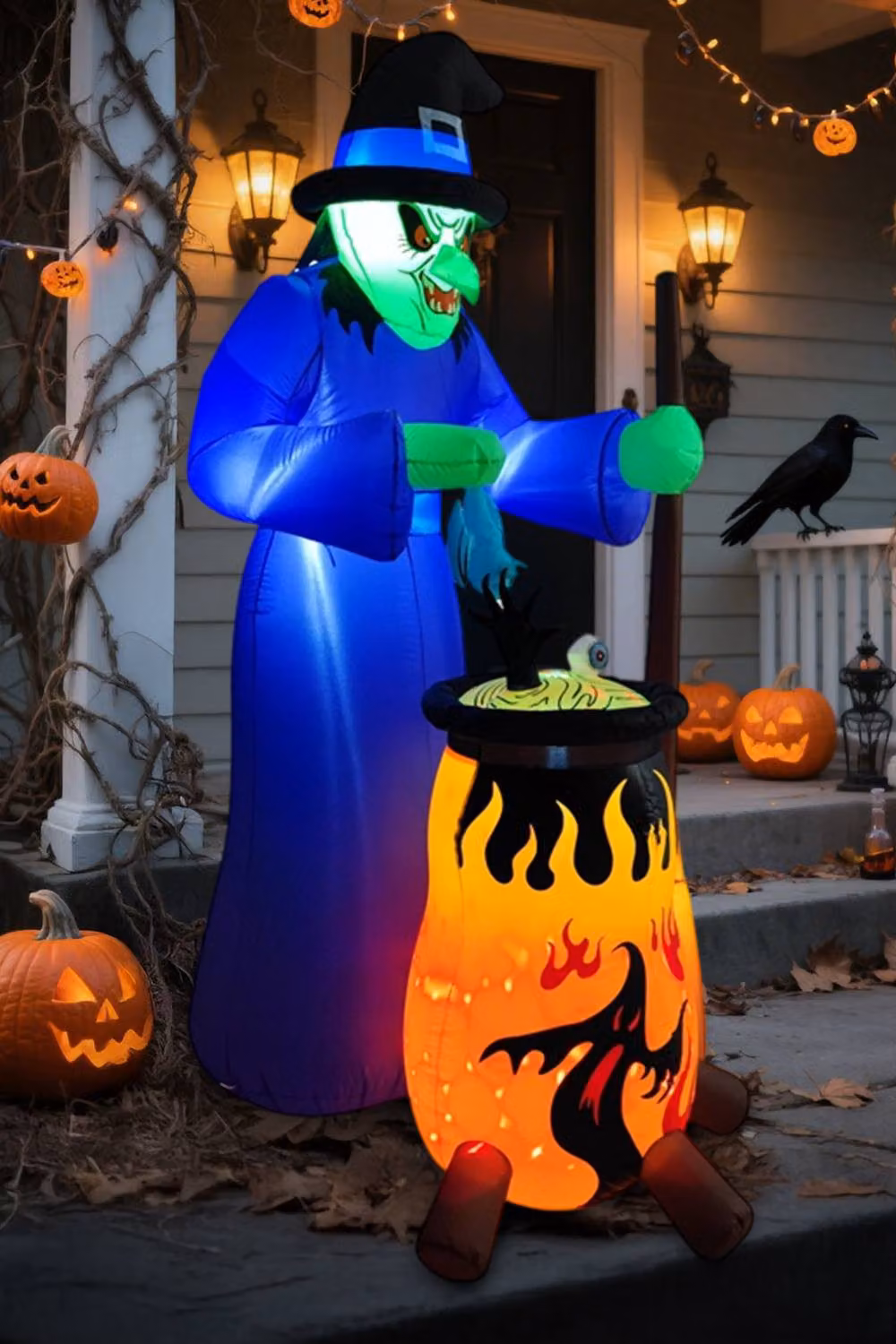Living and Home 7ft Halloween Inflatable Witch Decoration with Built-in LED Lights in Multicolour – 2
