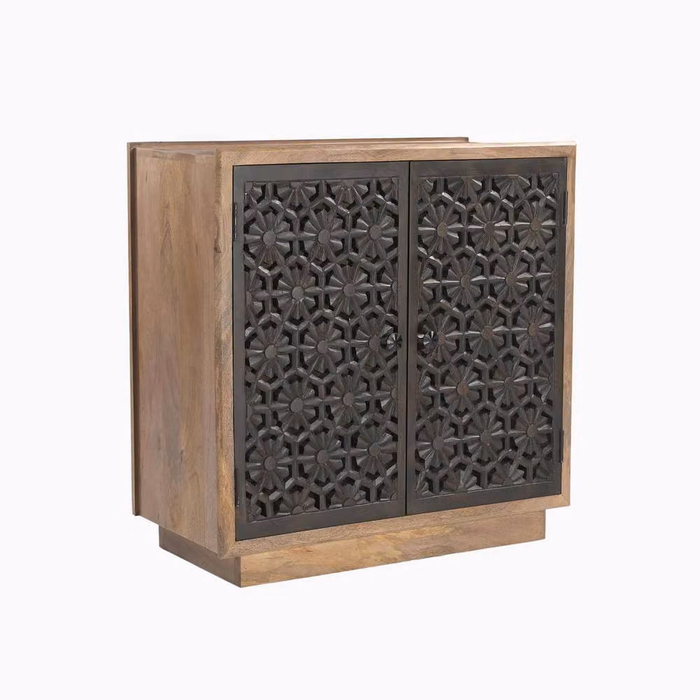 FurnitureboxUK Rainier Square 2 Door Decorative Sideboard in Walnut Wood and Brown Matt Finish – 2