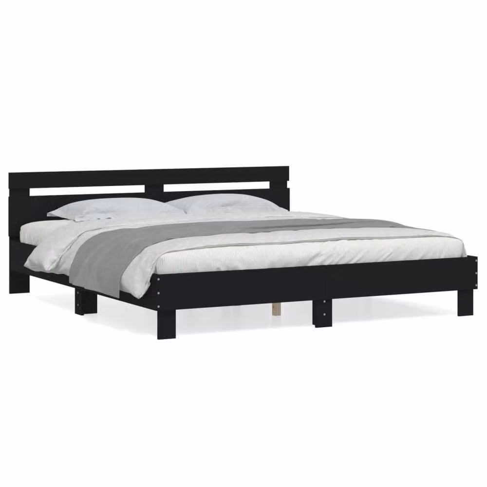 Berkfield Home Durable Engineered Wood Bed Frame, Black, W/D/H: 160 x 200 x 165 cm – 3