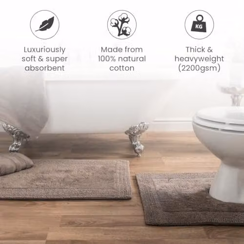 Allure Bath Fashions Elegance Reversible Heavyweight Cotton Bath Mat, W: 53 cm, D: 85 cm, Purple/Brown – 4