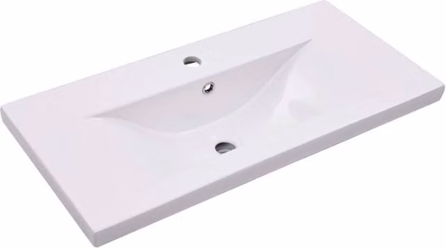 Berkfield Home Rectangular Ceramic Built-in Basin in White, W/D/H: 81 x 39.5 x 18.5 cm – 1