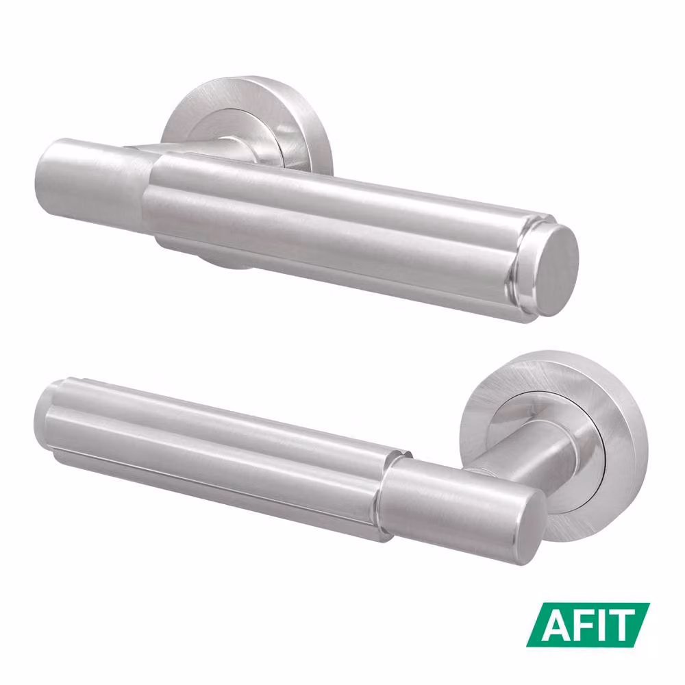 AFIT Satin Nickel Fire Door Handle, Silver Brushed Aluminium Internal Lever On Rose, 150 x 150 mm – 2
