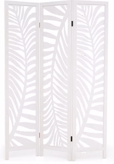 Costway 3-Panel Floral Room Divider, White Freestanding Privacy Screen, Height: 170 cm