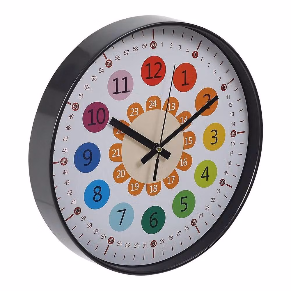 EONLION Round Silent Non-Ticking Analog Wall Clock in Black and Multicolour, Diameter: 100 cm – 2