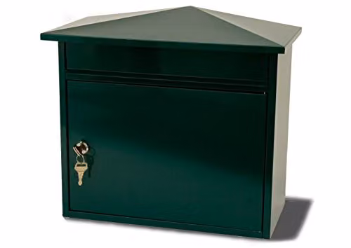 Burg-Wächter MB15G Mersey Large Wall Mounted Galvanised Steel Post Box, Green, W: 39.0 cm, D: 34.7 cm, H: 20.6 cm