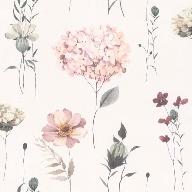 Rasch Botanical Floral Non-Woven Wallpaper in Pink