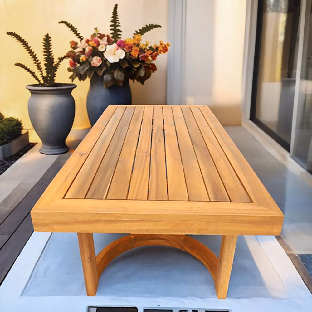 Direct Wicker Acacia Wood Garden Coffee Table in Brown – 3