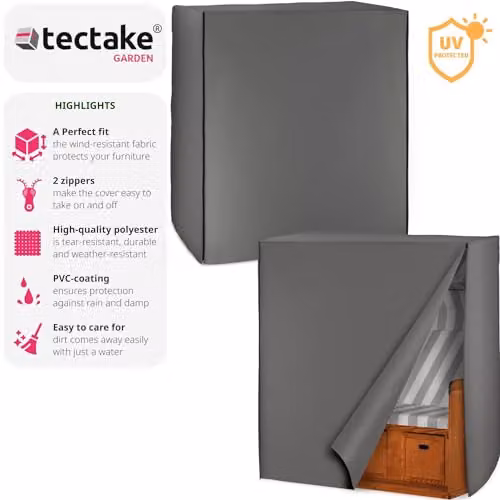 tectake Weatherproof Grey Beach Chair Cover, W/D/H: 120 x 80 x 145 cm – 2