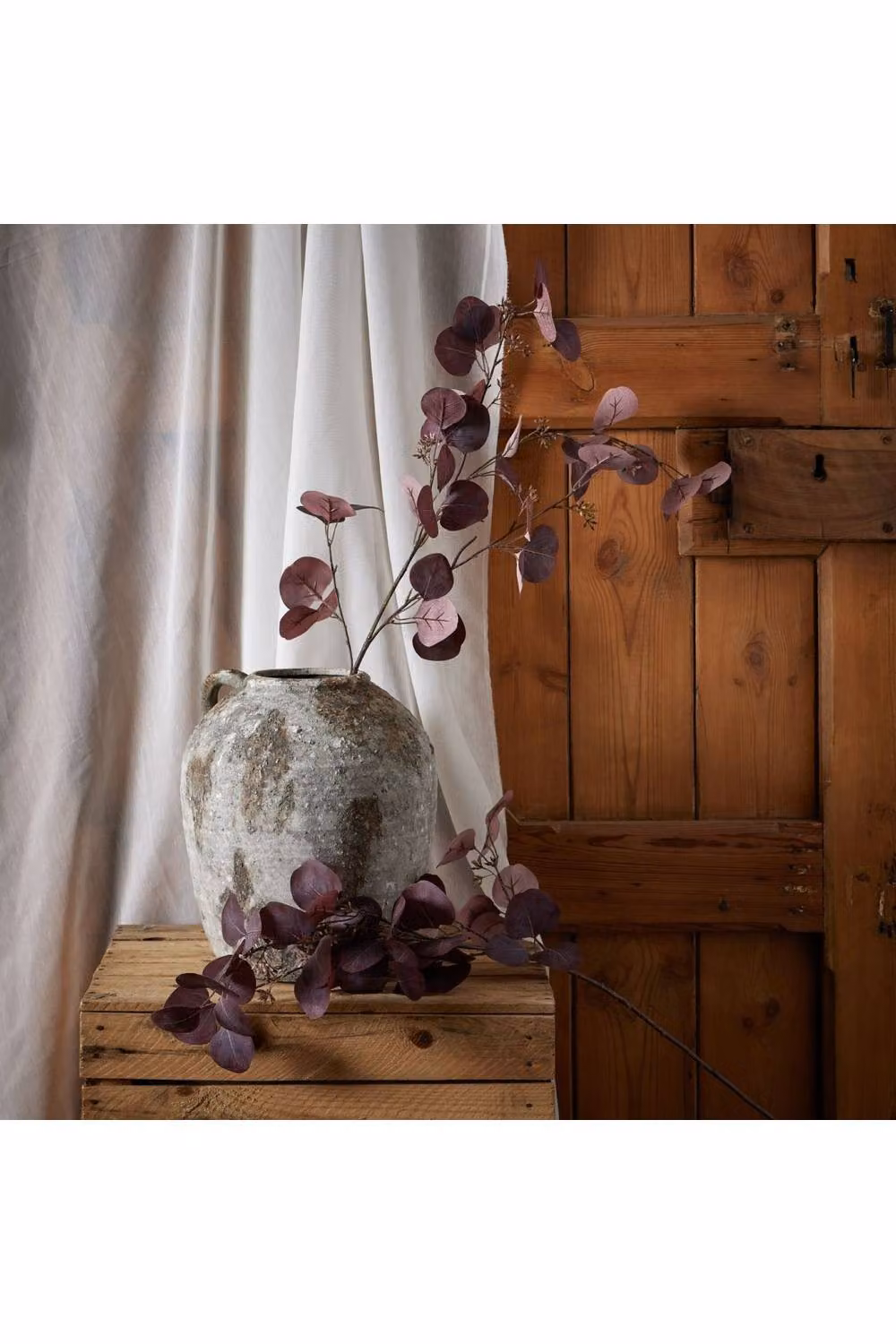 KDMD Burgundy Berried Eucalyptus Stem Red Floral Accent – 3